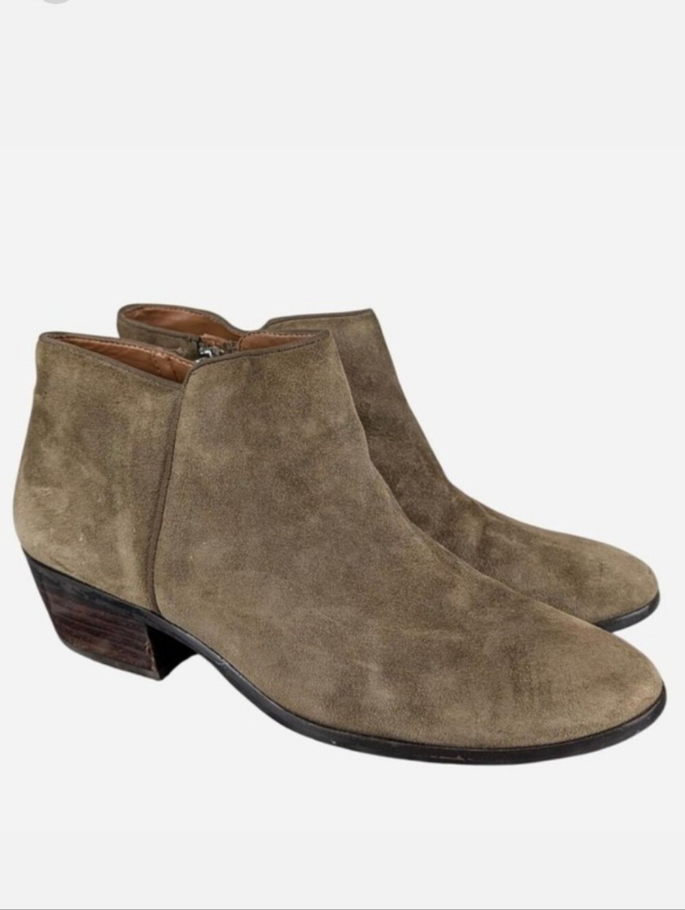 Sam Edelman Petty Suede Ankle Booties Zip Olive Green 10